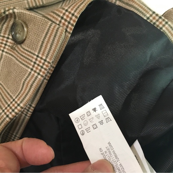 Zara Crop Blazer Jacket Plaid Tan Brown Boxy Blogger Preppy Size XS - Picture 4 of 8